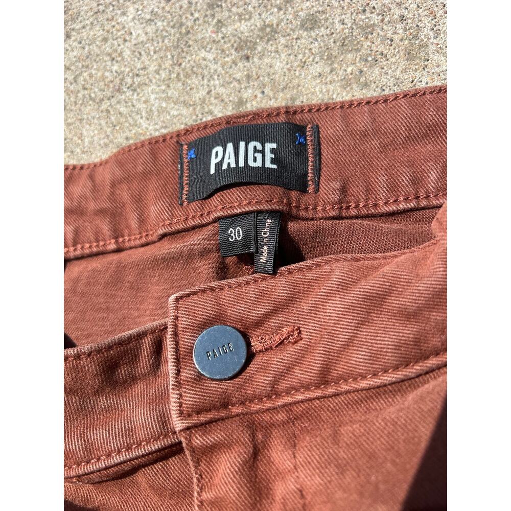 Paige Pants Women Sz 30 Mahogany Brown Slim Straight Kick Flare Zip Fly 4-Pocket - Picture 3 of 8